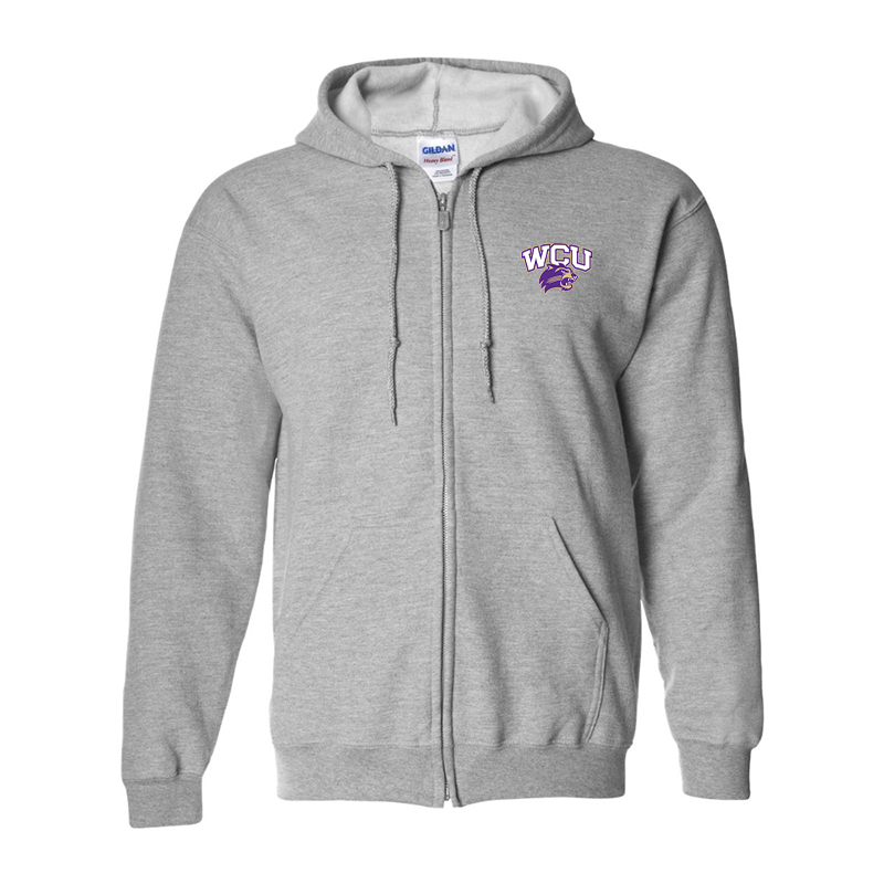 Men's Western Carolina Catamounts Gildan  Heavy Blend Full Zip Hooded Sweatshirt